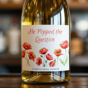 Étiquettes Pour Bouteilles De Vin Mousseux Il a posé la question Fleur de pavot Baby Shower
