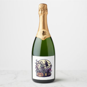 Étiquettes Pour Bouteilles De Vin Mousseux illustration d'halloween