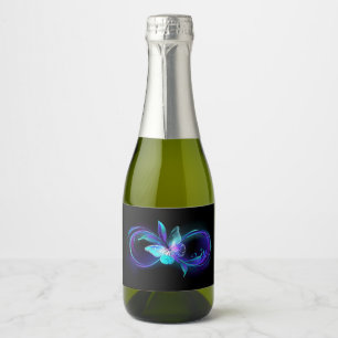 Étiquettes Pour Bouteilles De Vin Mousseux Infinité brillante avec papillon magique