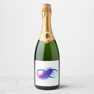 Étiquettes Pour Bouteilles De Vin Mousseux Infinity with purple feather