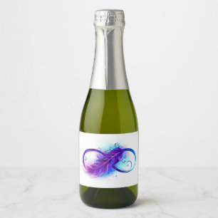 Étiquettes Pour Bouteilles De Vin Mousseux Infinity with purple feather