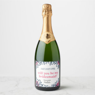 Étiquettes Pour Bouteilles De Vin Mousseux Invitation de Bridesmaid Bubbly Champagne Prosecco