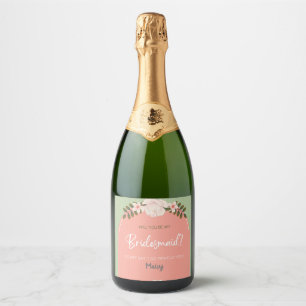 Étiquettes Pour Bouteilles De Vin Mousseux Invitation de Bridesmaid Bubbly Champagne Prosecco