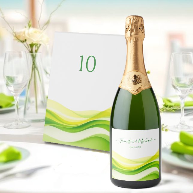 Étiquettes Pour Bouteilles De Vin Mousseux Island Citrus Green and Yellow (Island Citrus Green and Yellow Sparkling Wine Label )