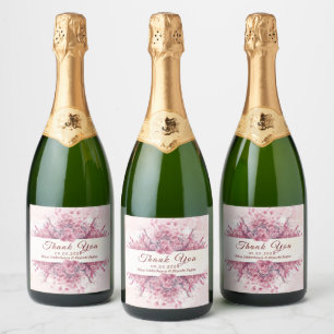 Étiquettes Pour Bouteilles De Vin Mousseux Japon romantique Fleur de cerisier rose