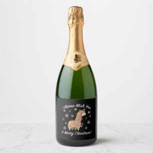 Étiquettes Pour Bouteilles De Vin Mousseux Je Llama Vous Souhaite Un Joyeux Noël Llama Noël