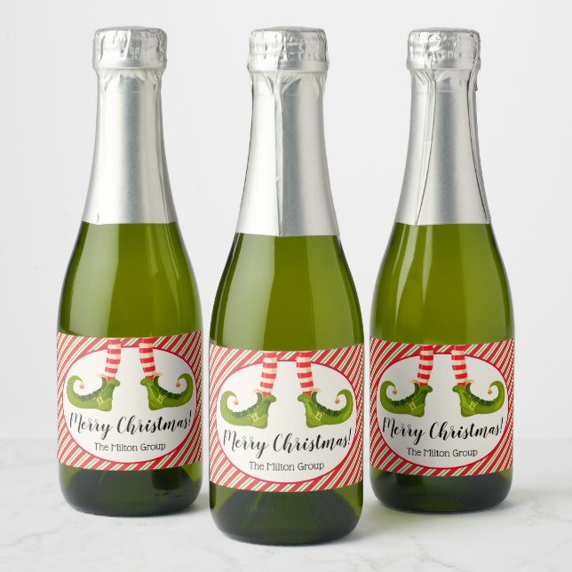 Étiquettes Pour Bouteilles De Vin Mousseux Jolly Christmas Elf Legs (Bouteilles)