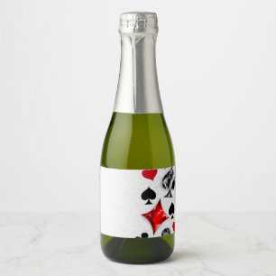 Étiquettes Pour Bouteilles De Vin Mousseux Joueur de poker Joueur de cartes de jouer costumes