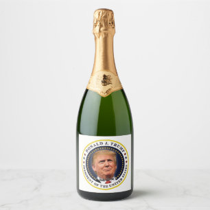 Étiquettes Pour Bouteilles De Vin Mousseux Jour d'investiture du président Trump Souvenir