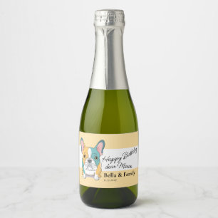 Étiquettes Pour Bouteilles De Vin Mousseux Joyeux Anniversaire Bouledogue Français 