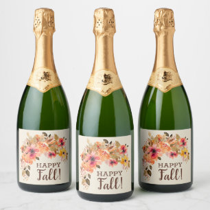 Étiquettes Pour Bouteilles De Vin Mousseux Joyeux Automne ! Guirlande florale d'automne