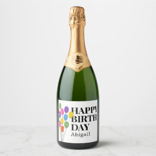 Étiquettes Pour Bouteilles De Vin Mousseux Joyeux Ballons de fête colorés d'anniversaire