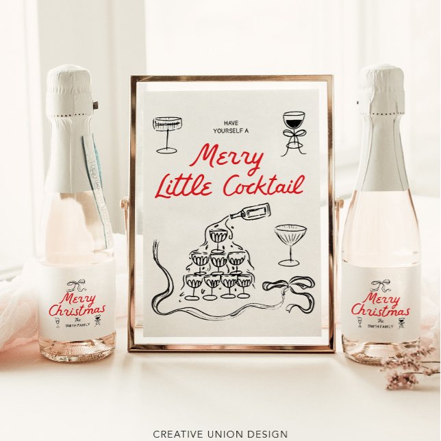 Étiquettes Pour Bouteilles De Vin Mousseux Joyeux cadeau de Noël personnalisé à la main (Créateur téléchargé)