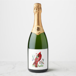 Étiquettes Pour Bouteilles De Vin Mousseux Joyeux Cardinal de Noël