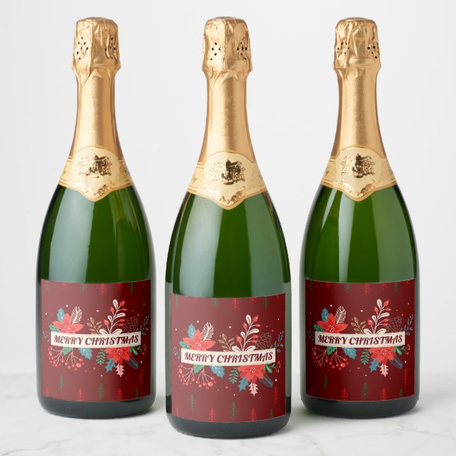 Étiquettes Pour Bouteilles De Vin Mousseux Joyeux Noël (Bouteilles)
