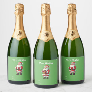 Étiquettes Pour Bouteilles De Vin Mousseux Joyeux Noël au Père Noël mignon personnalisé