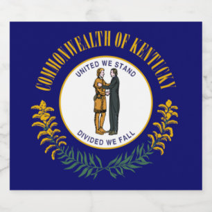 Étiquettes Pour Bouteilles De Vin Mousseux Kentucky : drapeau de l'État américain du Commonwe