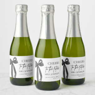 Étiquettes Pour Bouteilles De Vin Mousseux La Bow Noire Salue À La Future Fête des mariées Mi
