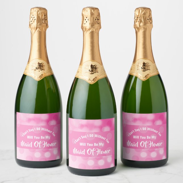 Étiquettes Pour Bouteilles De Vin Mousseux La Femme D'Honneur Proposition Bubbly Pparkly Rose (Bouteilles)