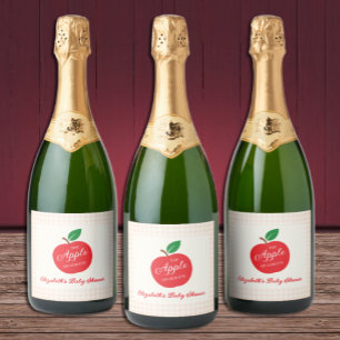 Étiquettes Pour Bouteilles De Vin Mousseux La Pomme De Notre Baby shower Oeil