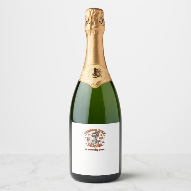 Étiquettes Pour Bouteilles De Vin Mousseux La saison des épices citrouilles commence bientôt  (Devant)