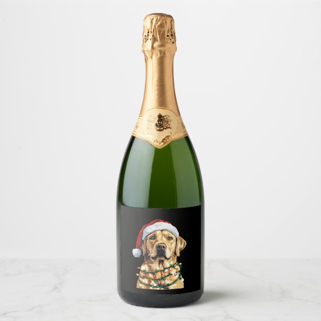 Étiquettes Pour Bouteilles De Vin Mousseux Labrador Retriever Dogs Tree Christmas Sweater Xma (Devant)