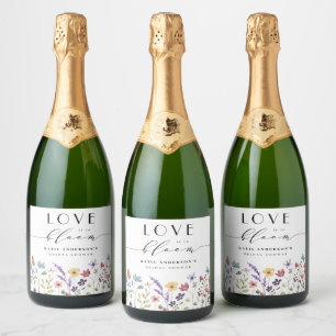 Étiquettes Pour Bouteilles De Vin Mousseux L'amour en fleurs Mariage Floral Printemps Été