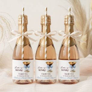 Étiquettes Pour Bouteilles De Vin Mousseux L'amour est en train de se préparer Blue Bow Coffe