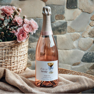 Étiquettes Pour Bouteilles De Vin Mousseux L'amour est en train de se préparer Blue Bow Coffe