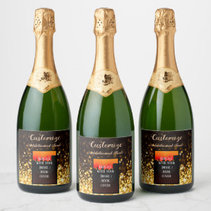 Étiquettes Pour Bouteilles De Vin Mousseux Lancement de livre personnalisé Gold