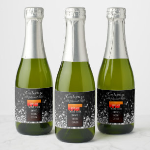 Étiquettes Pour Bouteilles De Vin Mousseux Lancement de livre personnalisé Silver Mini