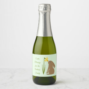 Étiquettes Pour Bouteilles De Vin Mousseux Lapin de Pâques lapin et fleur de jonquille Person