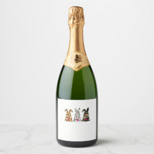 Étiquettes Pour Bouteilles De Vin Mousseux Lapins Bunnies Camouflage léopard Joyeux Pâques