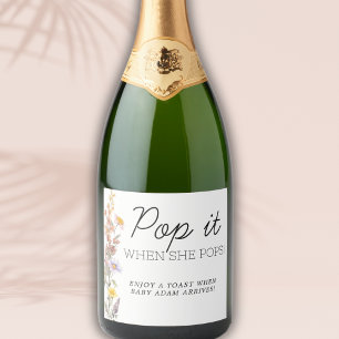 Étiquettes Pour Bouteilles De Vin Mousseux Lavande Jaune Fleurs sauvages Pop It When She Pops