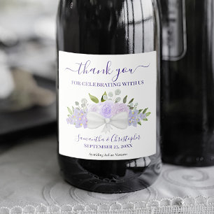 Étiquettes Pour Bouteilles De Vin Mousseux Lavande Rustique violet Mariage Floral Merci
