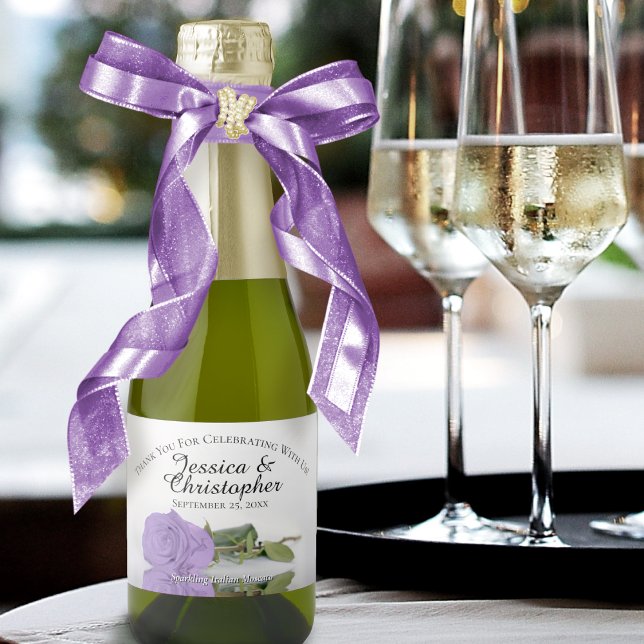 Étiquettes Pour Bouteilles De Vin Mousseux Lavande violet Rose Classé Mariage Merci Mini (Créateur téléchargé)