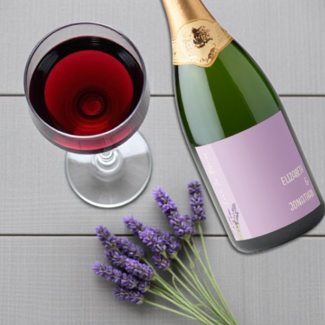 Étiquettes Pour Bouteilles De Vin Mousseux Lavender Love Mariage (Créateur téléchargé)
