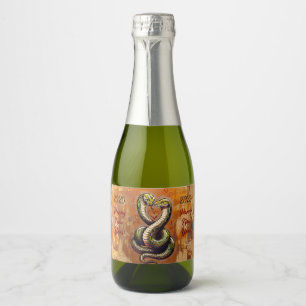 Étiquettes Pour Bouteilles De Vin Mousseux Le voeu du Nouvel An pour l'amour 2025 Serpent en