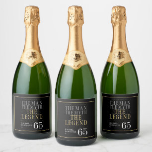 Étiquettes Pour Bouteilles De Vin Mousseux L'Homme Le Mythe La Légende 65e Anniversaire