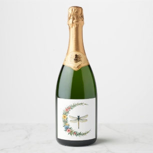 Étiquettes Pour Bouteilles De Vin Mousseux Libellule Boho Croissant Lune Signe de Paix Hippie