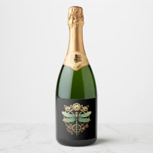 Étiquettes Pour Bouteilles De Vin Mousseux Libellule Steampunk Art Victorien Mécanique à Vape