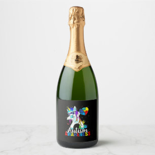 Étiquettes Pour Bouteilles De Vin Mousseux Licorne qui Dabbing pour la sensibilisation à l'au