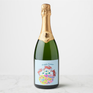 Étiquettes Pour Bouteilles De Vin Mousseux Lièvres bondissants 