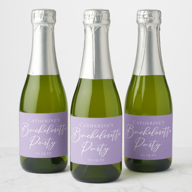 Étiquettes Pour Bouteilles De Vin Mousseux Lilac Purple Bachelorette Party Custom Mini (Bouteilles)