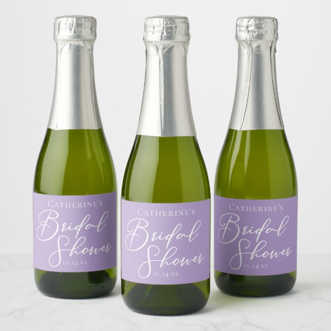 Étiquettes Pour Bouteilles De Vin Mousseux Lilac Purple Bridal Shower Party Personalized (Bouteilles)
