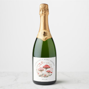 Étiquettes Pour Bouteilles De Vin Mousseux Little Champignon et Aliments et Boissons de Fleur