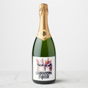 Étiquettes Pour Bouteilles De Vin Mousseux Llamacorn Squad Drôle de Licorne Llama Squad Noël