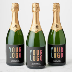 Étiquettes Pour Bouteilles De Vin Mousseux Logo Commercial Noir Promotionnel
