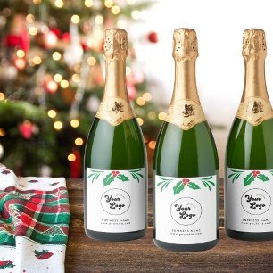 Étiquettes Pour Bouteilles De Vin Mousseux Logo de l'entreprise personnalisée de Noël simple