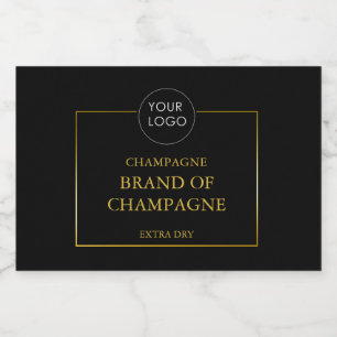 Étiquettes Pour Bouteilles De Vin Mousseux Logo d'entreprise minimaliste noir